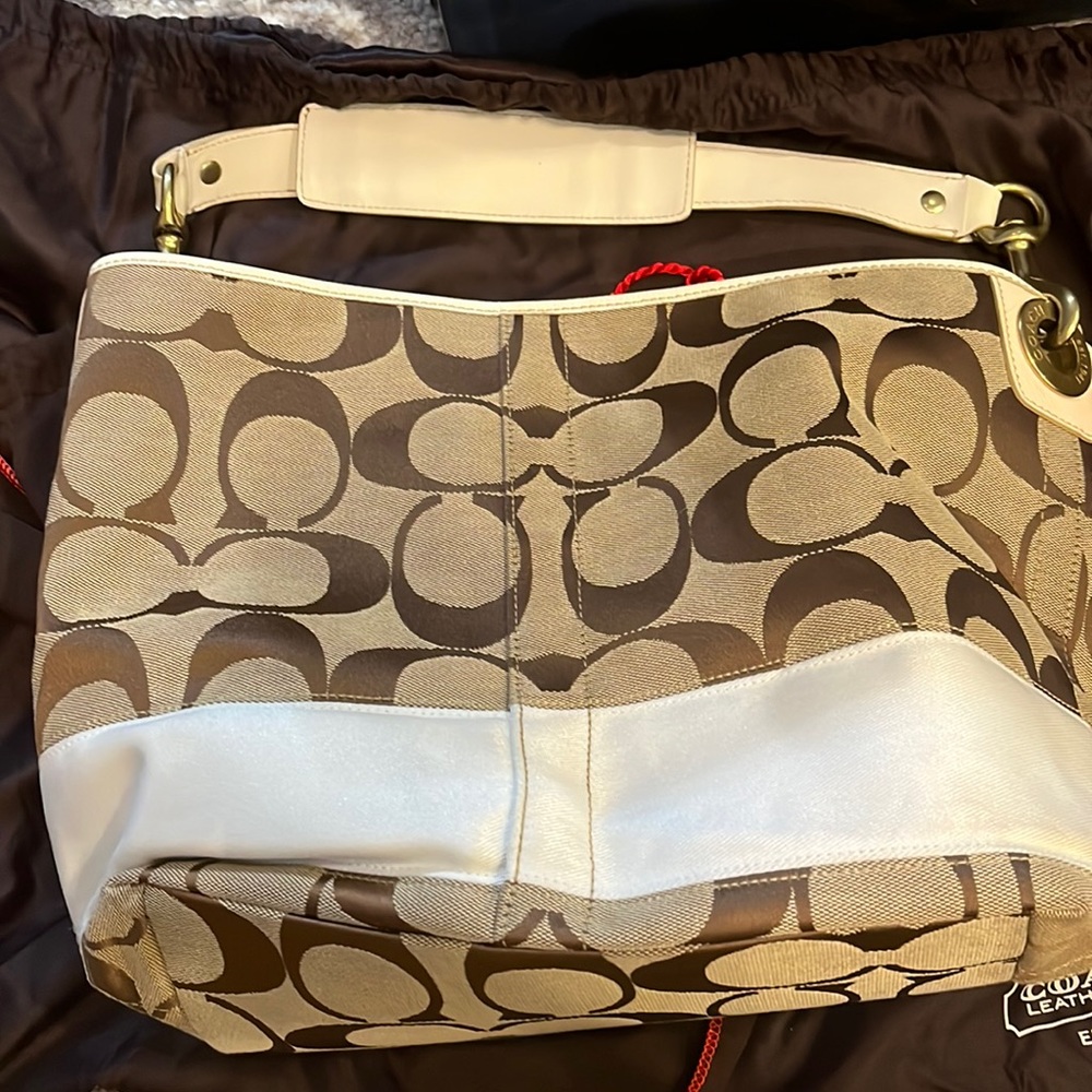 Coach signature stripe shoulder bag